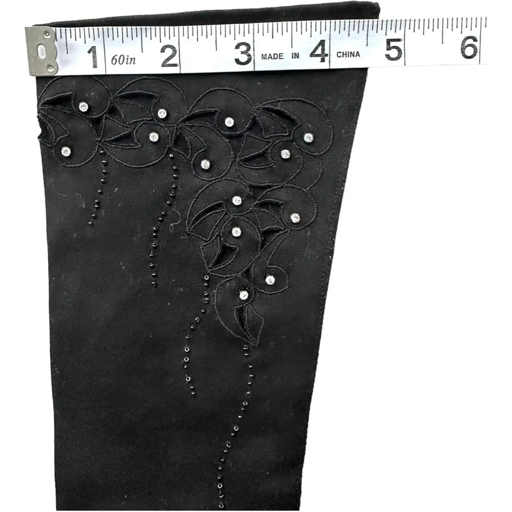 Vintage Wear Right Gloves Black Rhinestone & Cut Outs Size 6.5 - Picture 7 of 10